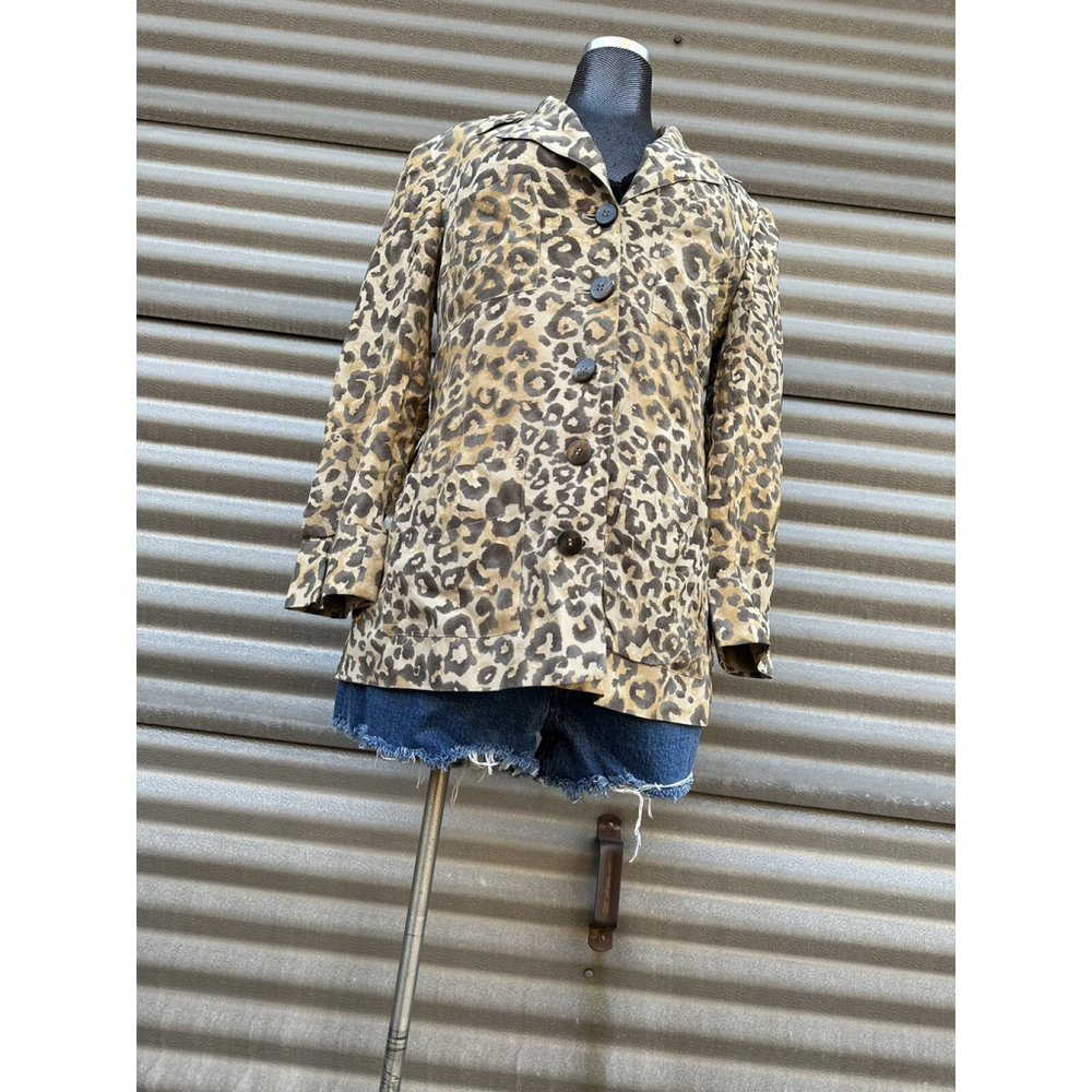 VTG Dana Buchman Womans Animal Print Blazer Size 8 Leopard Print Pockets
